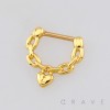 CHAIN LINKED DANGLING HEART LOCK DESIGN SEPTUM CLICKER RING 316L SURGICAL STEEL